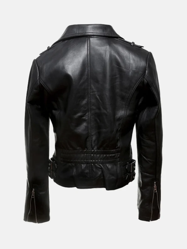 Womens Harley Black Leather Jacket Back