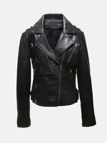 Womens Harley Black Leather Jacket Front