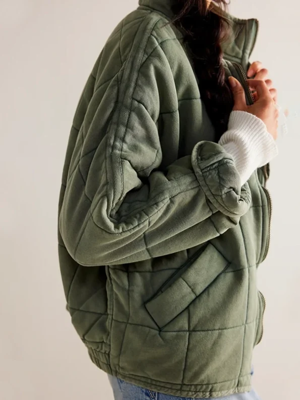 Free People Quilted Jacket Green