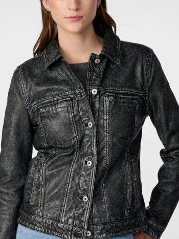 Addison Leather Denim Black Jacket.