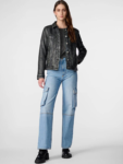 Addison Leather Denim Black Jacket.