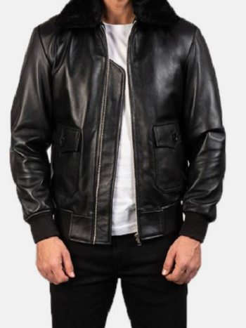 Airin G-1 Black Leather Bomber Jacket.