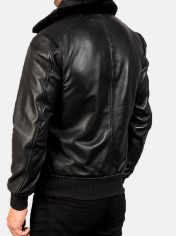 Airin G-1 Black Leather Bomber Jacket