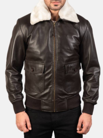 Airin G-1 Brown Leather Bomber Jacket.