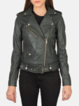 Alison Green Leather Biker Jacket.