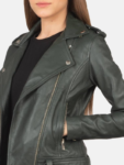 Alison Green Leather Biker Jacket.