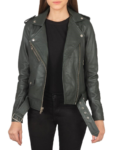 Alison Green Leather Biker Jacket.