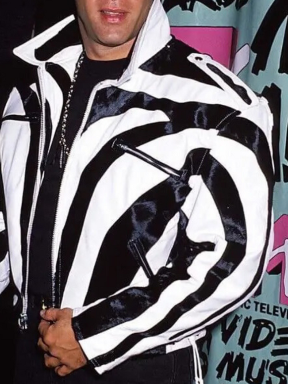 Andrew Dice Clay White And Black Leather Jacket