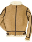 B3 Women’s Bomber Suede Leather Shearling Jacket.