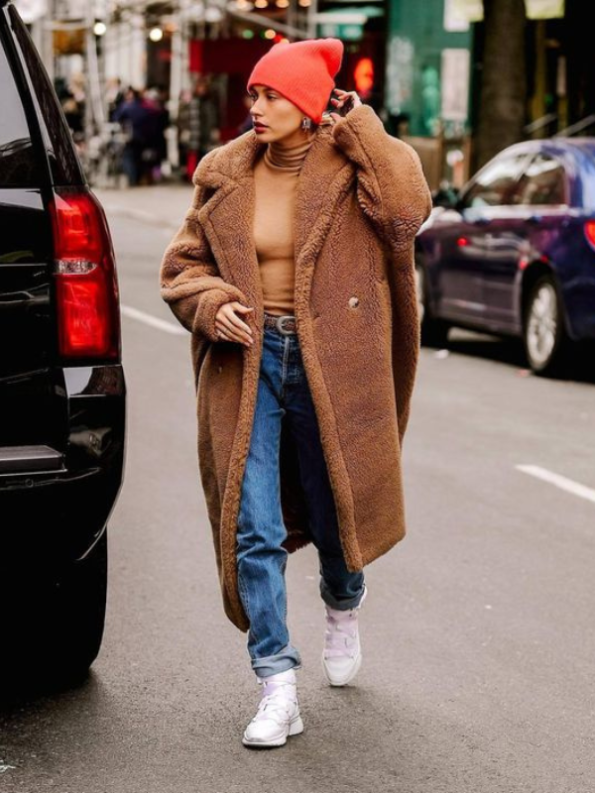 Hailey Bieber Oversize Fit Teddy Coat