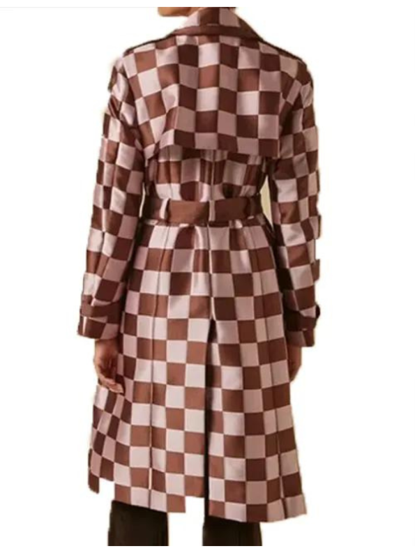 Lily Collins Emily In Paris S04 Pink Brown Checkered Coat