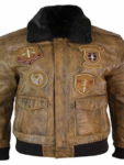 Men’s Brown Aviator Bomber Jacket.