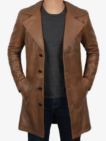 Mens Real Lambskin Leather Brown Coat.