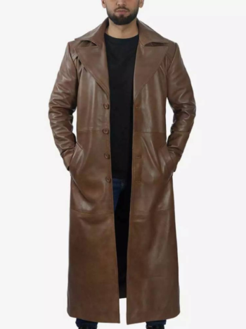 Men’s Real Lambskin Leather Full Length Trench Coat.