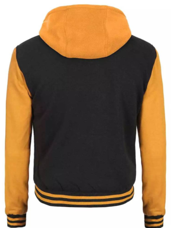 Men’s Yellow Black Varsity Jacket With Hood – College Letterman