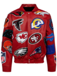 NFL Red Collage Jeff Hamilton Leather Jacket.