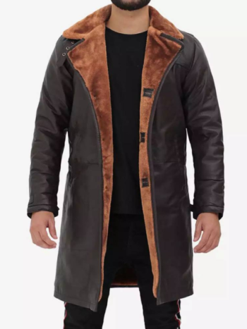 Premium Dark Brown Mens Shearling Coat