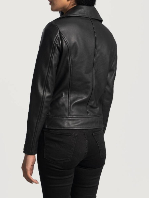 Rumy Black Leather Biker Jacket.