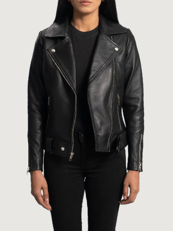 Rumy Black Leather Biker Jacket