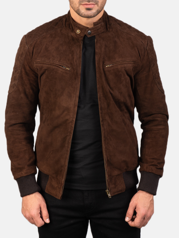 Sven Mocha Suede Bomber Jacket