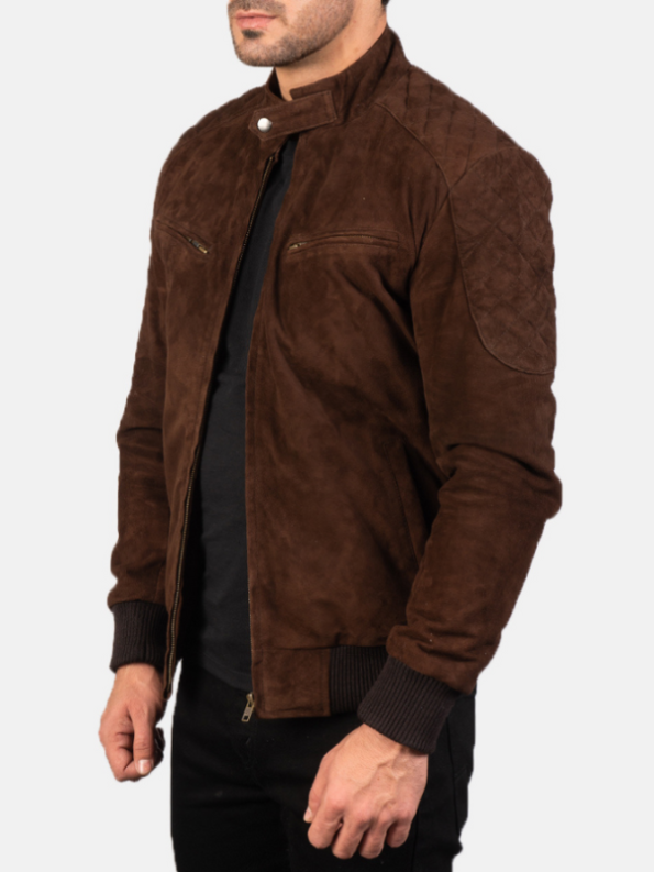 Sven Mocha Suede Bomber Jacket.