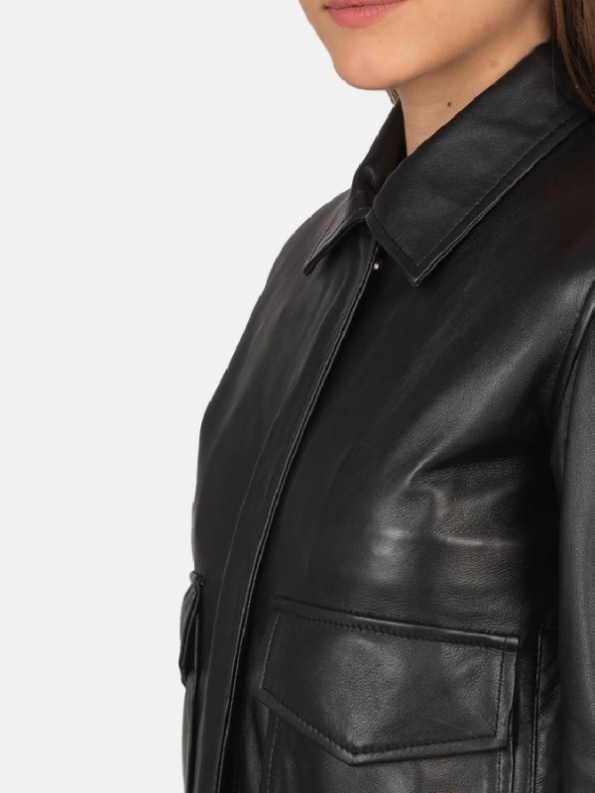 Westa A-2 Black Leather Bomber Jacket.