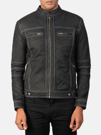 Youngster Distressed Black Leather Jacket.