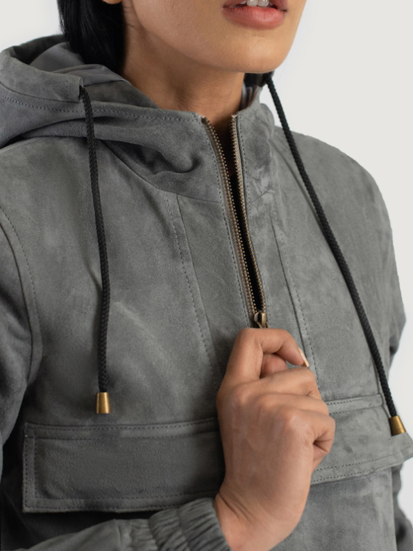 Zest Grey Hooded Pullover Jacket