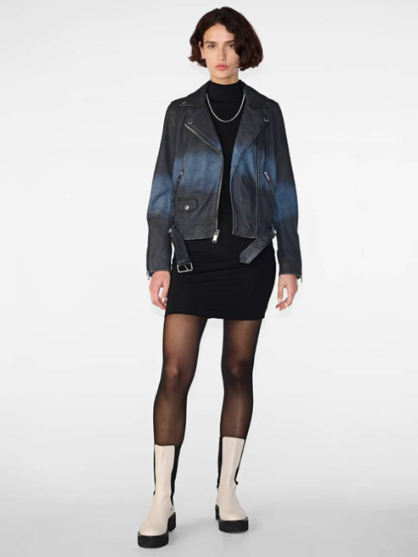 Zuri Ombre Belted Moto Jacket