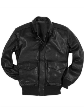 A-2 Flight Bomber Black Leather Jacket.