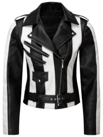 Bikers Zebra Style Leather Jacket.