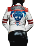 Harley Quinn Daddy’s Lil Monster White Leather Jacket.