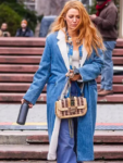 It Ends With Us 2024 Blake Lively Denim Shearling Coat.