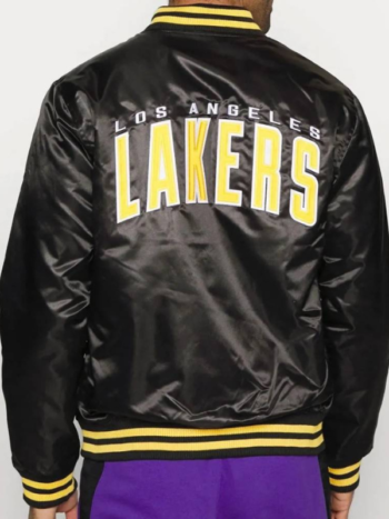 La Lakers Black Bomber Wordmark Jacket