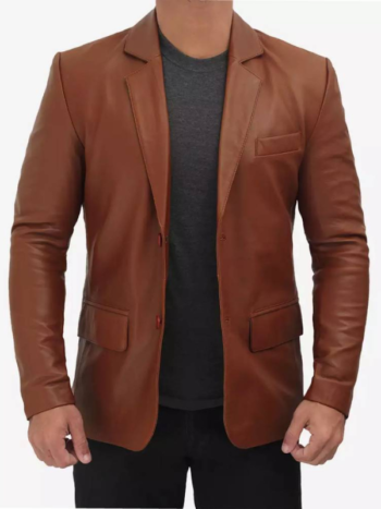 Mens Premium Two Button Cognac Blazer.