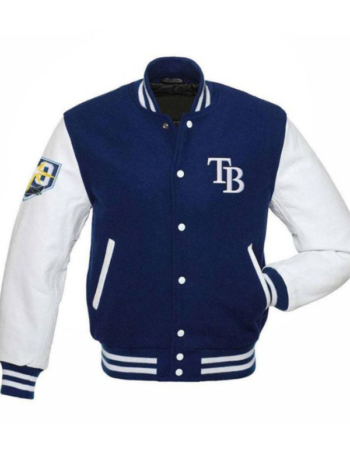 Men’s TB Rays Blue and White Letterman Jacket.