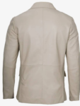 Mens Two Button Beige Leather Blazer.