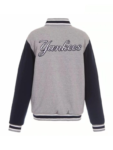 NY Yankees NavyGray Embroidered Full Snap Varsity Jacke