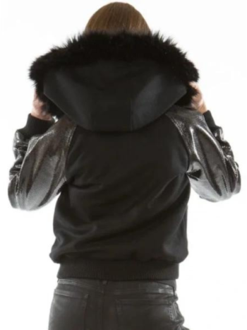 Pelle Pelle Black Fur Hood Women Jacket Genuine Wool & Leather