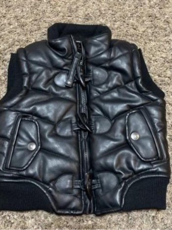 Pelle Pelle Leather Puffer Black Vest Genuine Leather Men & Women.