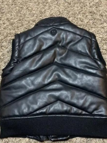 Pelle Pelle Leather Puffer Black Vest Genuine Leather Men & Women