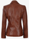 Premium Two Button Cognac Leather Blazer For Women.