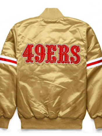 San Francisco 49ers Golden Satin Striped Varsity Jacket