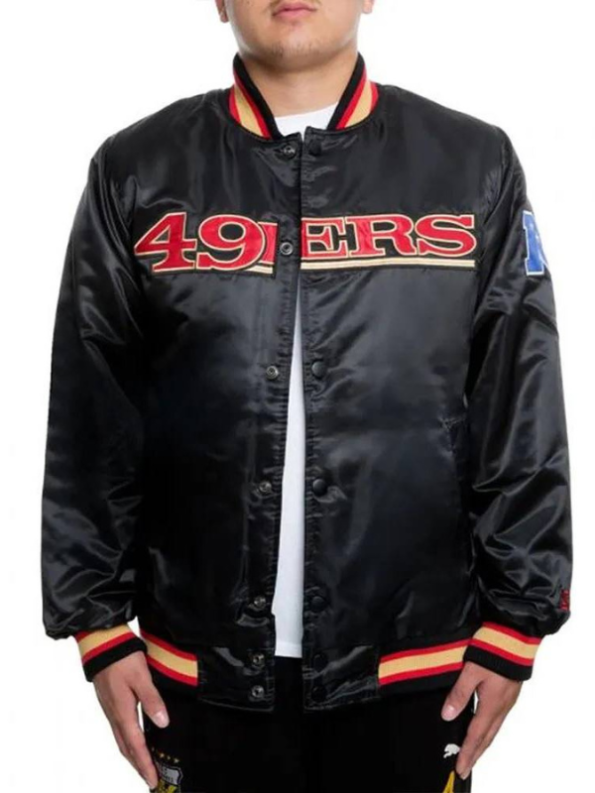 San Francisco 49ers Holiday Season Satin Varsity Jacket.