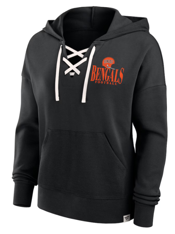 Women's Cincinnati Bengals Fanatics Black Blitz Left Lace-up Hoodie.