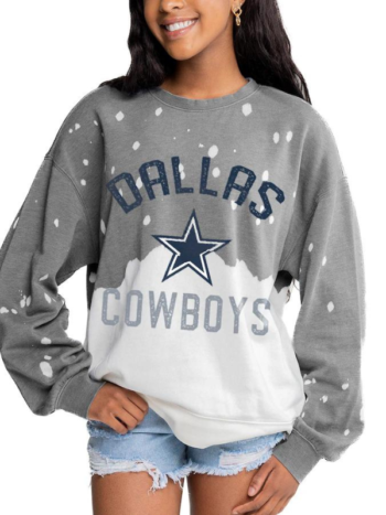 Women's Dallas Cowboys Gameday Couture Coin Toss Faded French Terry Sweatshirt