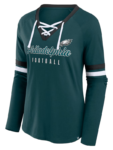 Women’s Philadelphia Eagles Fanatics Midnight Won and Done Lace-Up Long Sleeve Fashion Top