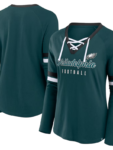 Women’s Philadelphia Eagles Fanatics Midnight Won and Done Lace-Up Long Sleeve Fashion Top