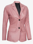 Womens Two Button Leather Blazer