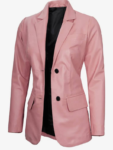 Womens Two Button Leather Blazer